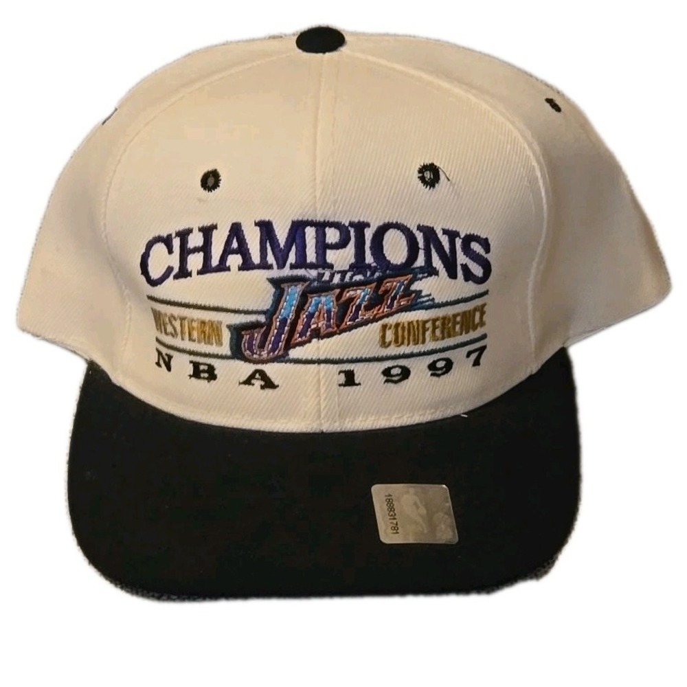 VINTAGE Utah Jazz 1997 Western Conference Champions Snapback Hat NBA NOS w/ Stic